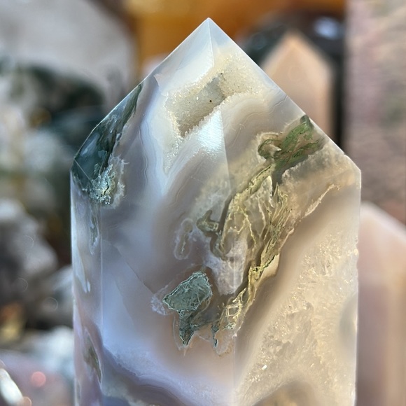 🔥SALE🔥 Moss Agate Crystal Tower With Druzy! - Picture 7 of 11